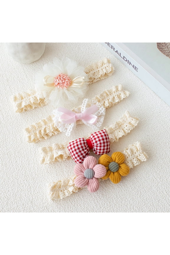 Baby Girls Bow Lace Headband Cute Soft Hairband Knot Headbands for Newborn Infants Toddlers Kids Christening Baptism Birthday Party Hair Accessories