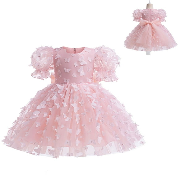 Baby Girls Bowknot Butterfly Dress Halloween Princess Flower Wedding Birthday Gown