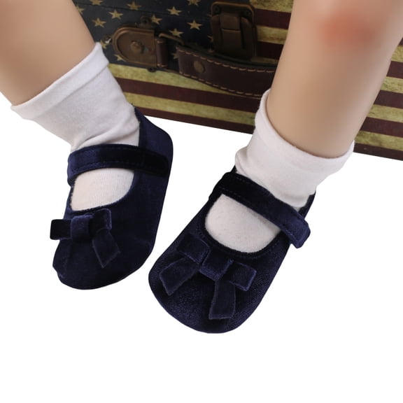 Baby Girls Bowknot Soft Sole Crib Shoes Prewalkers Toddler Princess Slip-On Party Shoes