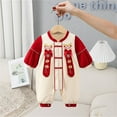 thumbnail image 1 of Baby Girls Boy Romper Long Sleeve New Year Red Romper Baby New Year Outfit Baby Girls Romper 6-9 Months, 1 of 8