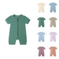 thumbnail image 1 of Baby Girls Boys 2-Pack Romper Jumpsuits, Cotton Pajamas with 2-Way Zipper, Short Sleeve Footless Sleeper and Play for 3-24 Months, 1 of 3