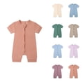 thumbnail image 1 of Baby Girls Boys 2-Pack Romper Jumpsuits, Cotton Pajamas with 2-Way Zipper, Short Sleeve Footless Sleeper and Play for 3-24 Months, 1 of 3