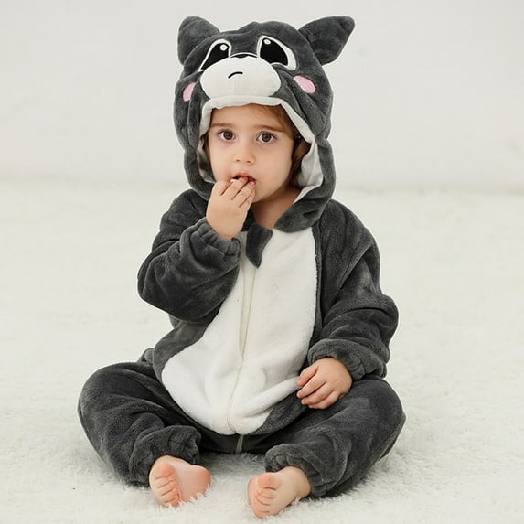 Baby Girls Boys Animal Baby Jumpsuits Toddler Baby Hoodie Romper Warm Long Sleeve Outwear Clothes for Toddler Girls Boys 3-6 Months