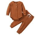 thumbnail image 1 of Baby Girls Boys Autumn Winter Long Sleeve Solid Thickened Warm Romper Tops Pants 2PCS Outfits Clothes Set 6-12 Month Girl Clothes Baby Girl Twin Outfits Baby Bouquet Made with Baby, 1 of 5