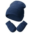 thumbnail image 1 of Baby Girls Boys Beanies Hats Gloves Set Warm Knit Hat with Gloves Cut Baby Lined Hat Soft Caps Baby Gloves for Little Boys Girls 2 Pieces, 1 of 2