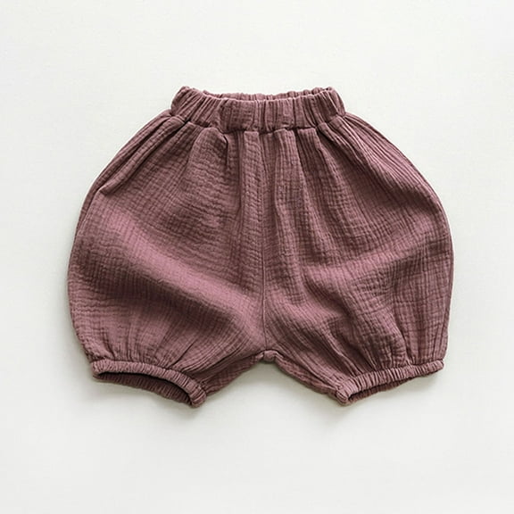 Baby Girls Boys Bloomers Newborn Toddler Kids Unisex Cotton Linen Shorts Solid Color Cute PP Pants