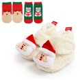 thumbnail image 1 of Baby Girls Boys Christmas Soft First Walking Shoes Boots Toddler Anti-Slip Warm Crib Shoes Baby Shoes with 2 Headbands/2 Pairs Socks, 1 of 3