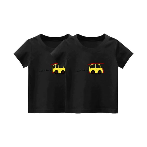 XUNKUSGA Baby Girls Boys Clothes 2-Pack Short-Sleeve Tee Shirts Infant Summer Graphic Cotton T-Shirt with Crew Neck Solid Basic Shirt for Toddlers Kids 1-14 Years