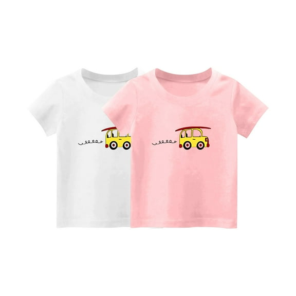 Baby Girls Boys Clothes 2-Pack Short-Sleeve Tee Shirts Infant Summer Graphic Cotton T-Shirt with Crew Neck Solid Basic Shirt for Toddlers Kids 1-14 Years