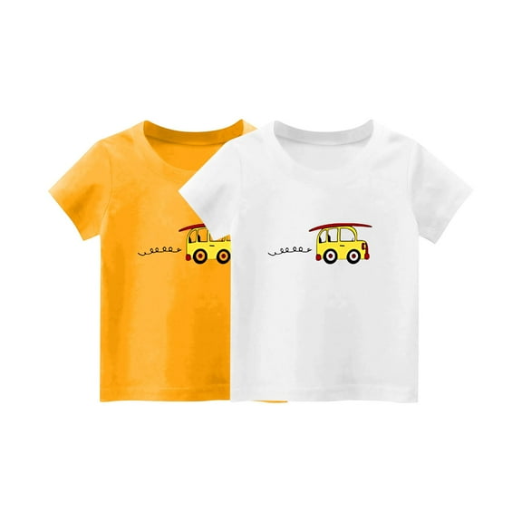 Baby Girls Boys Clothes 2-Pack Short-Sleeve Tee Shirts Infant Summer Graphic Cotton T-Shirt with Crew Neck Solid Basic Shirt for Toddlers Kids 1-14 Years