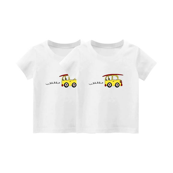 Baby Girls Boys Clothes 2-Pack Short-Sleeve Tee Shirts Infant Summer Graphic Cotton T-Shirt with Crew Neck Solid Basic Shirt for Toddlers Kids 1-14 Years