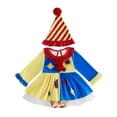thumbnail image 1 of Baby Girls Boys Clown Outfit Pom Jester Romper Long Sleeve Holiday Party Cute Playsuit with Hat Onesis Cosplay Outfits Yellow 1-3 Months, 1 of 6