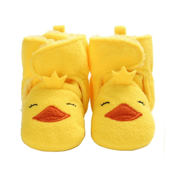 Baby Girls Boys Cozy Fleece Booties Duck Design Newborn Shoes Infant Footwear (Yellow Duck, 0-6 Months)