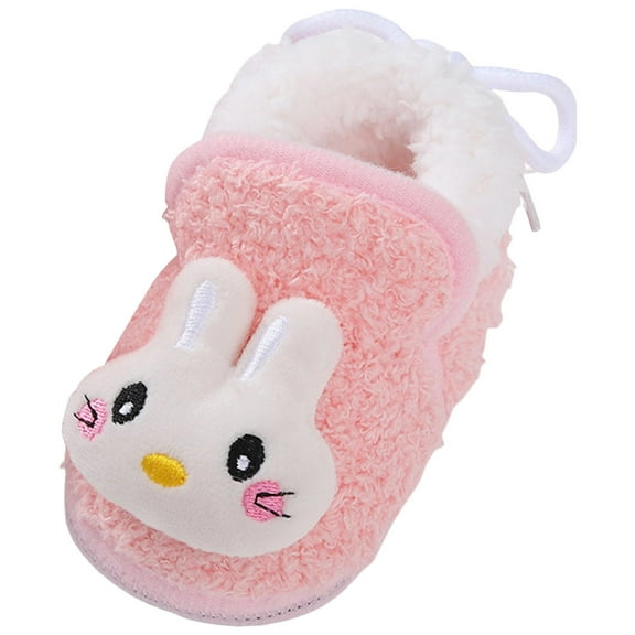 Baby Girls Boys Cute Animals Furry Sneakers Infant Fleece Lined Ankle Boots Toddler Non Slip Bootie Slippers