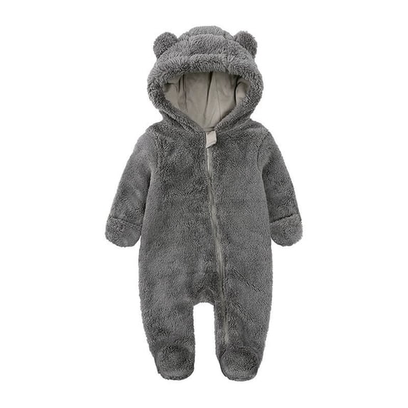 Baby Girls Boys Cute Bear Fleece Footie Bunting Snowsuit Toddler Infant Hooded Plush Footed Jumpsuit Romper Winter Fall Warm Coat Outfits