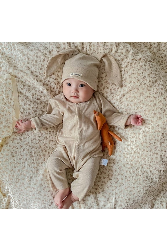 Baby Girls Boys Easter Outfits Bunny Romper Cotton Cute Bunny Jumpsuit With Rabbit Hat Spring Matching Clothes for Baby 0-18M