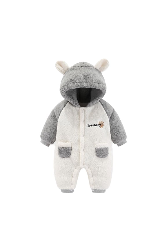 Baby Girls Boys Romper Cute Design Cartoon Animal Hooded Romper Outfits Baby Plush Clothes for Baby Boys 0-3 Months