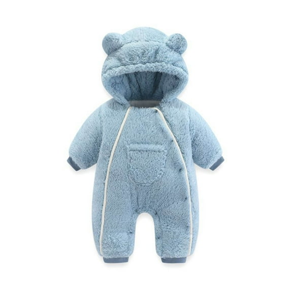 Baby Girls Boys Warm Jumpsuit Cute Cartoon Animal Outfit Hooded Jumpsuit Romper Baby Plush Clothes for Little Girl 0-3 Months