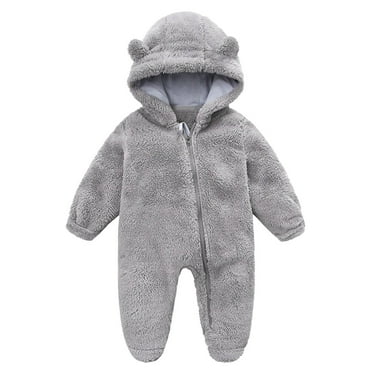 Baby Girls Boys Fleece Warm Jumpsuit Romper Hooded Cute Animal Costume Design Winter Snowsuit Clothes for Babies 6-9 Months