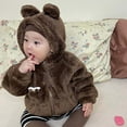 thumbnail image 1 of Baby Hooded Jacket Coat Bear Ear Long Sleeve Zipper Up Jacket Cute Warm Coat Tops Baby Boy Girl Winter Essentials 0-3 Months, 1 of 4