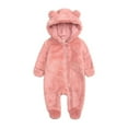 thumbnail image 1 of Baby Girls Boys Hooded Jumpsuit Cute Bear Ear Zipper Romper Warm Outfits Fall Winter Clothes for Toddlers Baby Girls and Boys 0-3 Months, 1 of 6