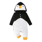 Baby Girls Boys Hoodies Rompers Penguin Shape Buttons Hooded Long Sleeve Fall Jumpsuits