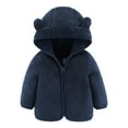 thumbnail image 1 of Baby Girls Boys Jacket Bear Ears Hooded Outerwear Zipper Warm Winter Coat, 1 of 5
