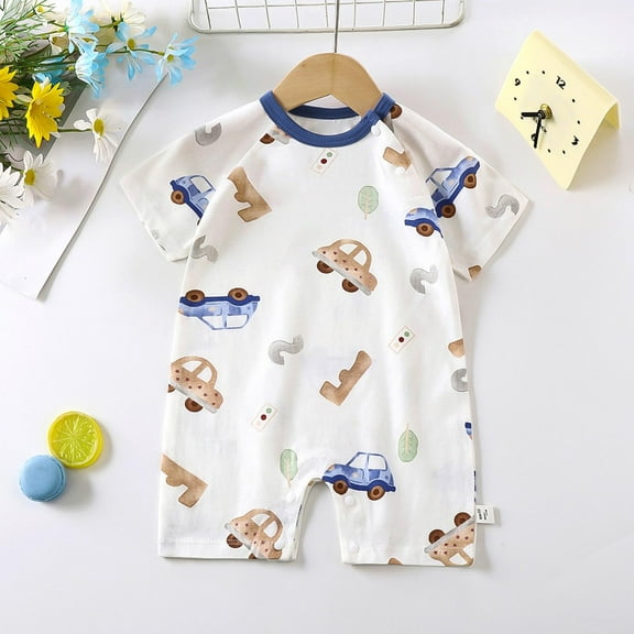 Baby Girls Boys Onesies Summer Unisex Gender Neutral Toddler 0-12M Infant Newborn Baby Romper Pajamas Bodysuit Summer Short Sleeve Printed Breathable Baby Clothes Jumpsuit
