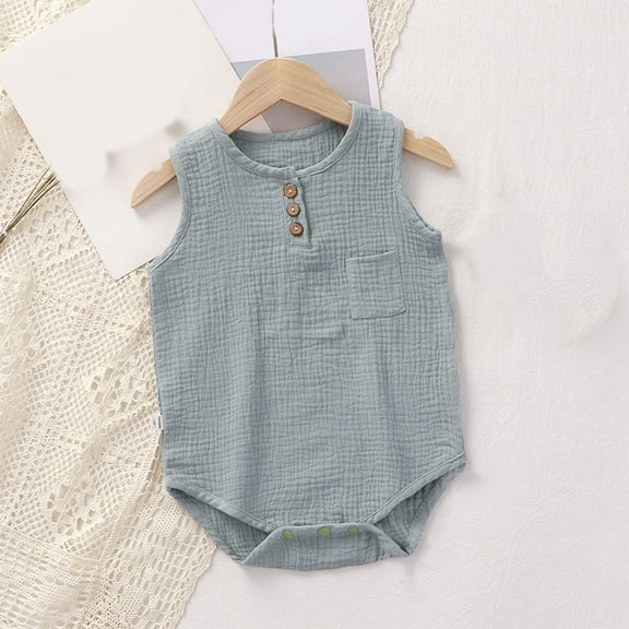 Baby Girls Boys Onesies Summer Unisex Gender Neutral Toddler 0-24M Infant Newborn Baby Romper Pajamas Bodysuit Summer Sleeveless Solid Color Breathable Baby Jumpsuit