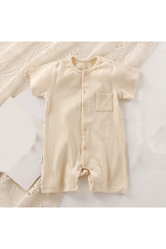 Baby Girls Boys Onesies Summer Unisex Gender Neutral Toddler 3M-2Y Infant Newborn Baby Romper Pajamas Bodysuit Summer Short Sleeve Solid Color Breathable Baby Jumpsuit