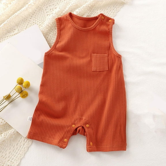 Baby Girls Boys Onesies Summer Unisex Gender Neutral Toddler 3M-2Y Infant Newborn Baby Romper Pajamas Bodysuit Summer Sleeveless Solid Color Breathable Baby Clothes Jumpsuit