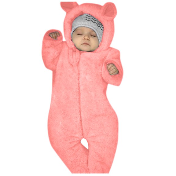 Baby Girls Boys Romper Ears Girl Jumpsuit Bear Coat Boy Footed Romper Hooded Baby Boys Romper&Jumpsuit