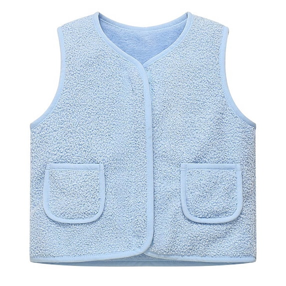 Baby Girls Boys Sherpa Fleece Vest Toddler Lightweight Fall Winter Warm Gilet Sleeveless Outerwear Zipper Jacket with Pockets