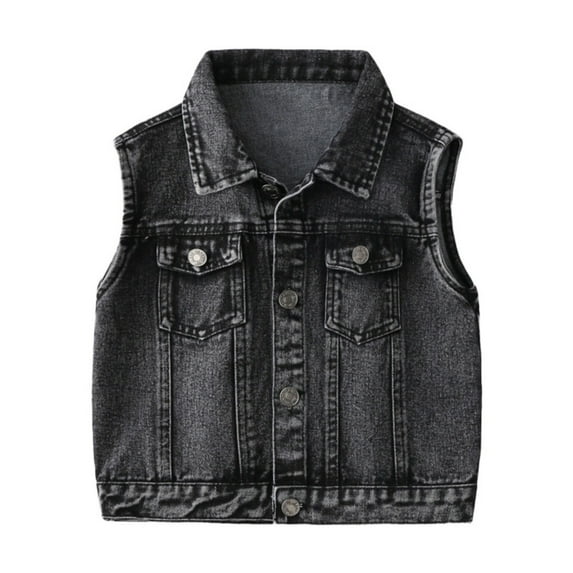 Baby Girls Boys Sleeveless Denim Vest Toddler Denim Jacket Casual Crocodile Button Down Jean Waistcoat Top 1-6T