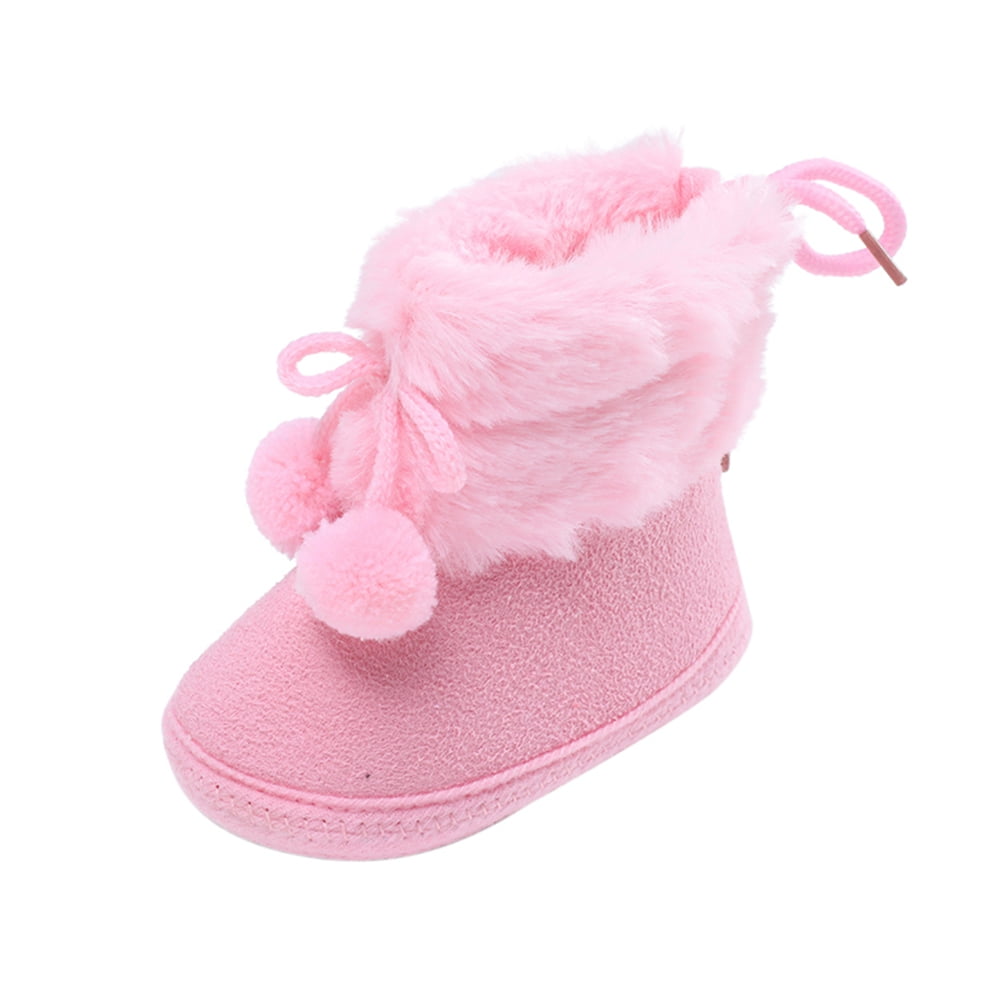 Baby Girls Boys Snow Warm Boots Infant Soft Sole NonSlip Winter Booties with Plush Balls