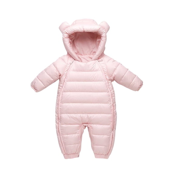 Juebong Baby Girls Boys Snowsuit Newborn Warm Hoodie Romper Puffer Jacket Winter Clothes Cute Jumpsuit Romper Infant Hooded Fleece Coat Jacket Outwear