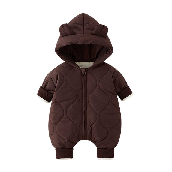 Baby Girls Boys Snowsuit Newborn Warm Hoodie Romper Puffer Jacket Winter Clothes Cute Jumpsuit Romper Infant Hooded Fleece Coat Jacket Outwear