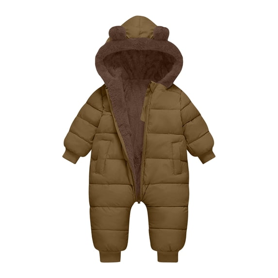 Juebong Baby Girls Boys Snowsuit Newborn Warm Hooded Jumpsuit Romper Fleece Puffer Coat Jacket Winter Outwear Cute Bear Outfits