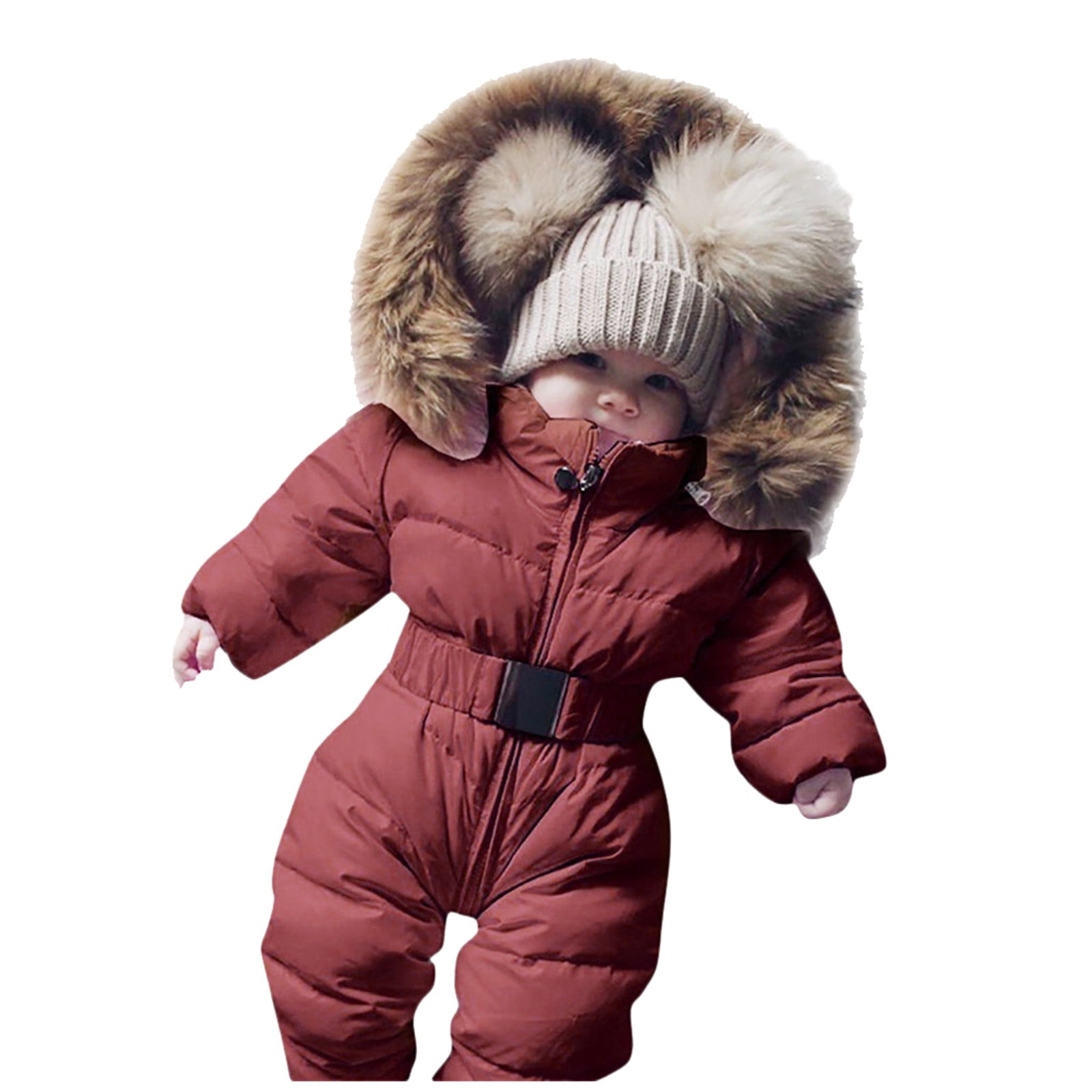 Baby Girls Boys Snowsuit Warm Hooded Romper Coat for Baby Jacket Snowsuit Solid Color Warm Windproof Toddler Girl Winter Clothes for Little Boys 9-12 Months