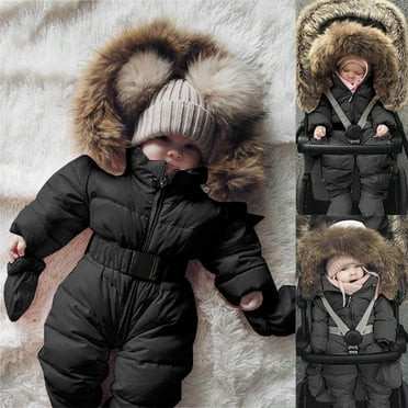 Pramsuit 9-12 Months Diufon Baby Boy Girl Winter Snowsuit Hoodie Thickened Warm Windproof Bodysuit Infant Outdoor Romper Gloves Baby Snowsuit