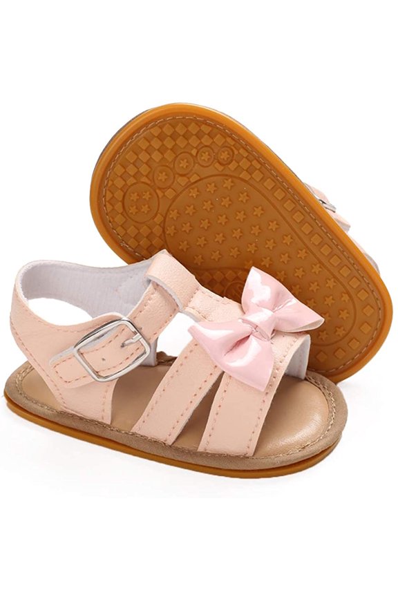 Baby Girls Boys Sparkly Bowknot Sandals Premium Soft Anti-Slip Rubber Sole Infant Summer Outdoor Shoes Toddler First Walkers