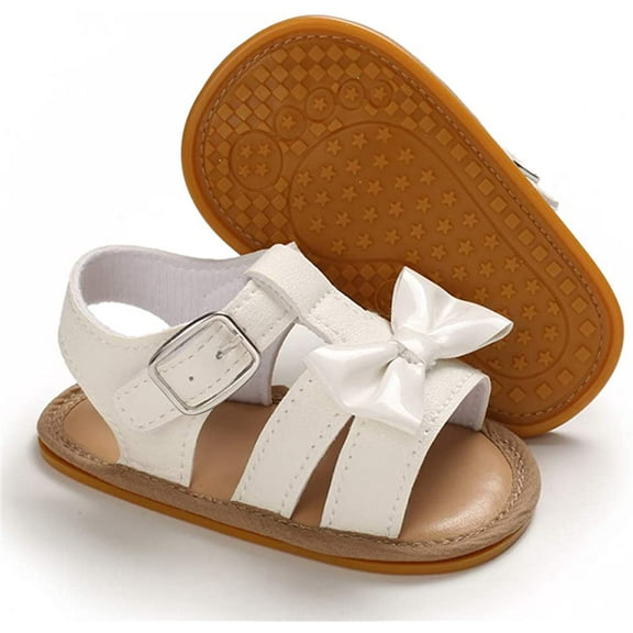 Baby Girls Boys Sparkly Bowknot Sandals Premium Soft Anti-Slip Rubber Sole Infant Summer Outdoor Shoes Toddler First Walkers