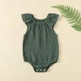 thumbnail image 1 of Baby Girls Boys Summer Romper Bodysuit Basic Plain Ruffle Sleeveless Comfy Rompers Newborn Onesie Green 24-36 Months, 1 of 7