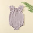thumbnail image 1 of Baby Girls Boys Summer Romper Bodysuit Basic Plain Ruffle Sleeveless Comfy Rompers Newborn Onesie Purple 12-18 Months, 1 of 7