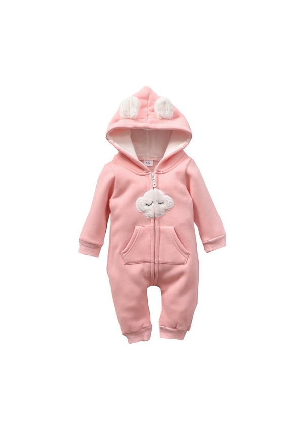 Baby Girls Boys Sweatshirt Romper Toddler Boys Girls Autumn Winter Long Sleeve Cloud Bear Ears Jumpsuit Romper