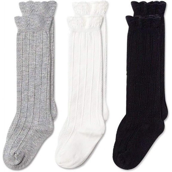 Baby Girls Boys Uniform Knee High Socks Tube Ruffled Stockings Infants and Toddlers (Pack of 3/5)