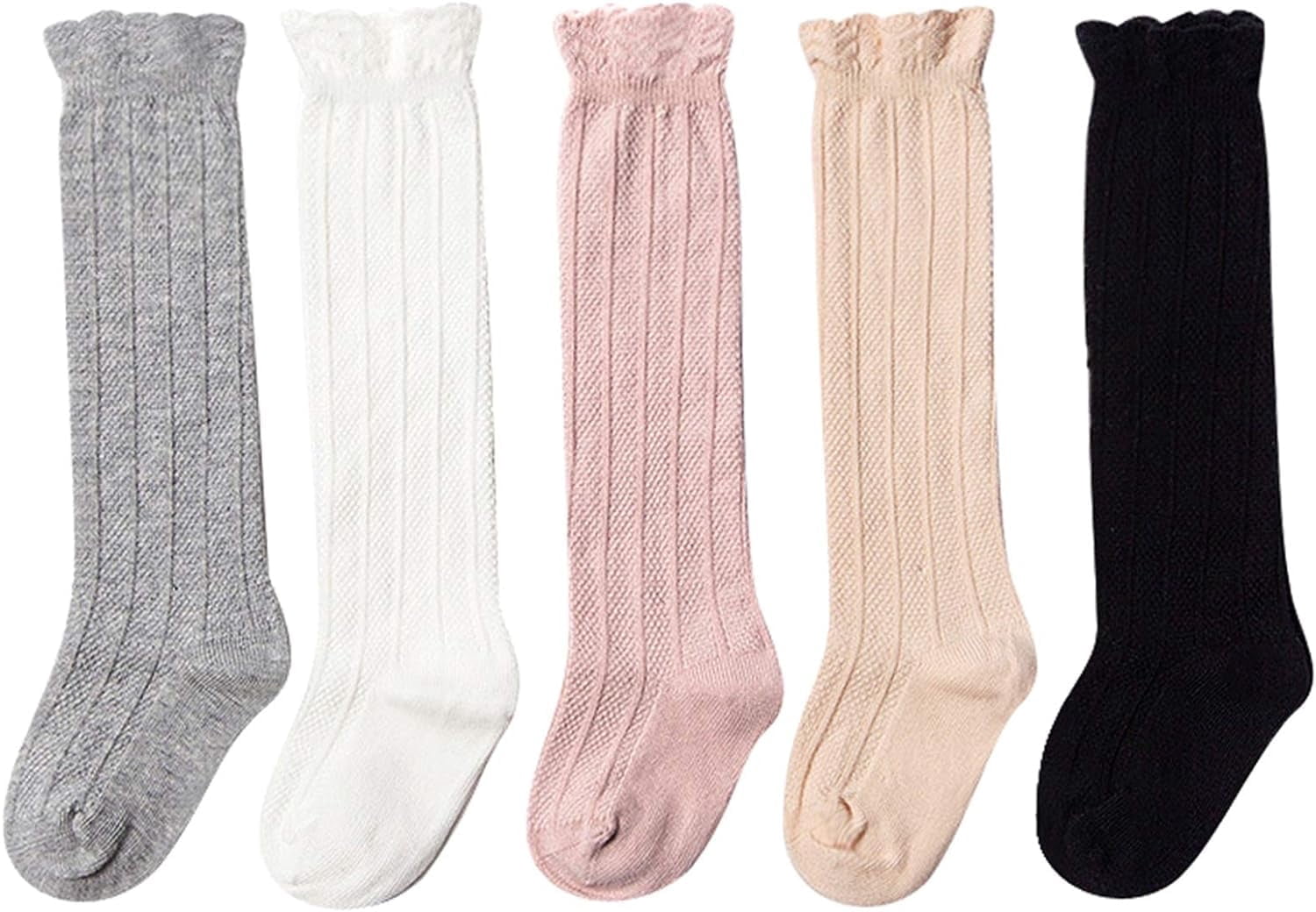 Baby Girls Boys Uniform Knee High Socks Tube Ruffled Stockings Infants and Toddlers (Pack of 3/5)