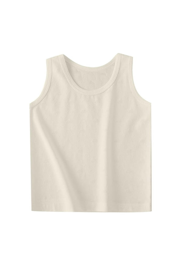 Baby Girls Boys Vests Tops Cotton Top Girls Sleeveless Undershirts Summer Top Vest Every Day Wear Girls Back to School Vest Tank Top Beige 9-12 Months