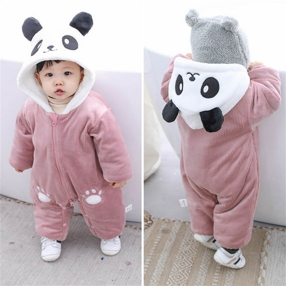 Baby Girls Boys Winter Clothes Cute Design Cartoon Animal Romper Hooded Baby Winter for Boys 9-12 Months