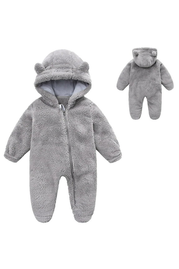 Baby Girls Boys Winter Clothes Cute Bear Ear Romper Hooded Halloween for Baby 0-3 Months